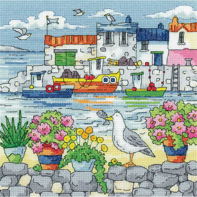 Geranium Shore Cross Stitch Kit by Heritage Crafts