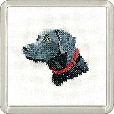 Black Labrador Cross Stitch Coaster Kit by Heritage Crafts