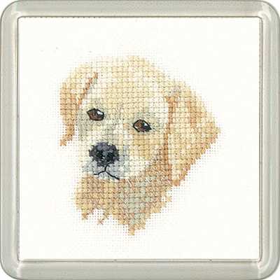 Golden Labrador Cross Stitch Coaster Kit by Heritage Crafts