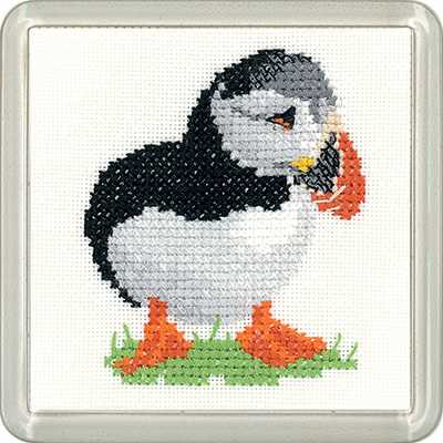 Puffin Cross Stitch Coaster Kit by Heritage Crafts
