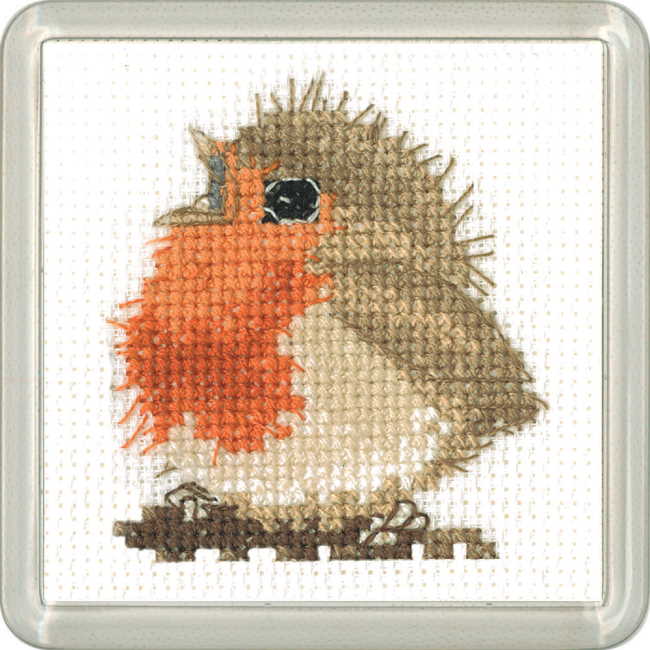 Rowan Robin Cross Stitch Coaster Kit by Heritage Crafts