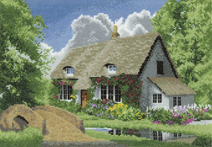 Summer Cottage Cross Stitch Kit by Heritage Crafts