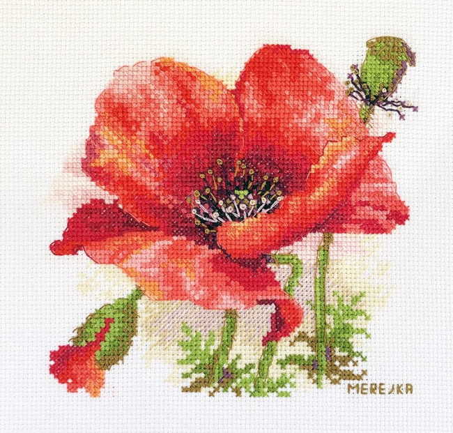 Red Poppies Cross Stitch Kit by Merejka