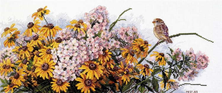 Black Eyed Susans and Phlox Cross Stitch Kit by Merejka