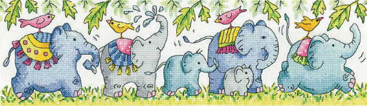 Elephants on Parade Cross Stitch Kit by Heritage Crafts