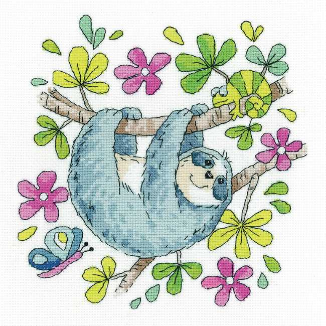 Sloth Cross Stitch Kit by Heritage Crafts