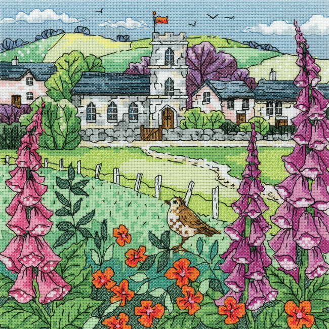 Village Church Cross Stitch Kit by Heritage Crafts