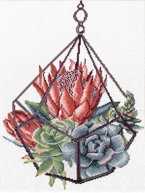 Succulent Garden Printed Cross Stitch Kit by Needleart World