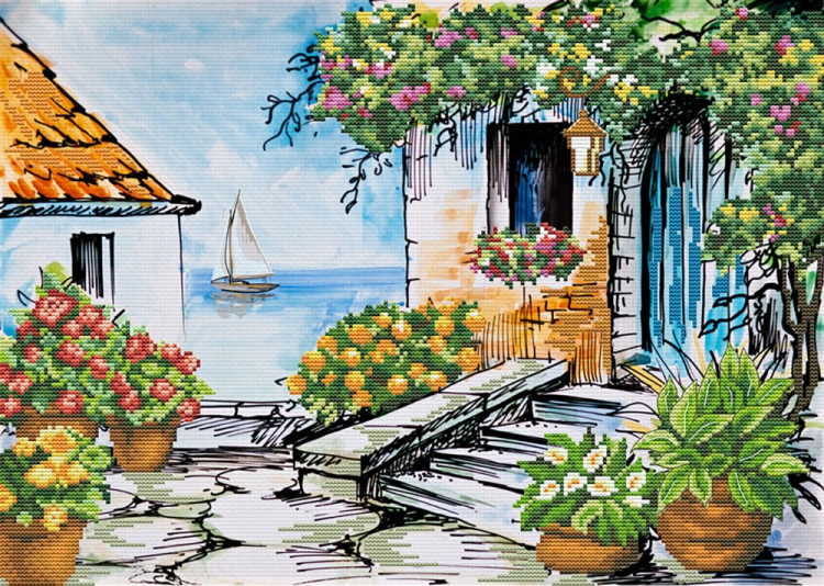 Seaside Paradise Printed Cross Stitch Kit by Needleart World