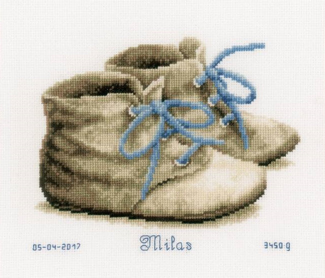 Baby Shoes Birth Sampler Cross Stitch Kit By Vervaco