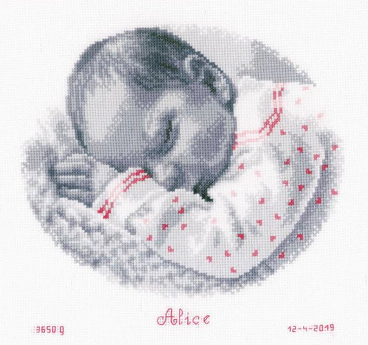Sleeping Baby Birth Sampler Cross Stitch Kit By Vervaco
