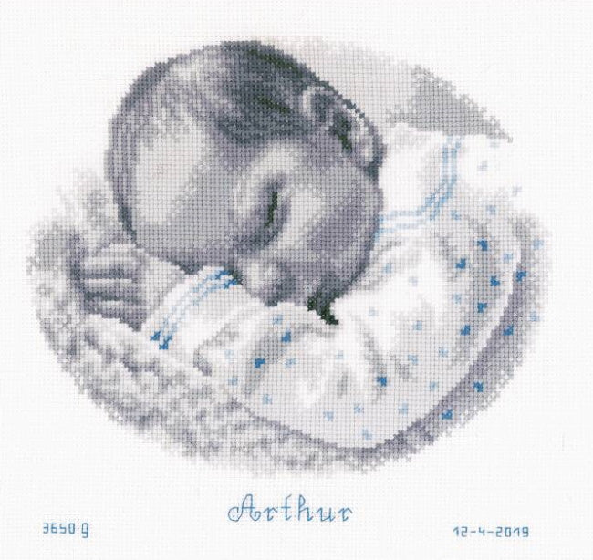 Sleeping Baby Birth Sampler Cross Stitch Kit By Vervaco