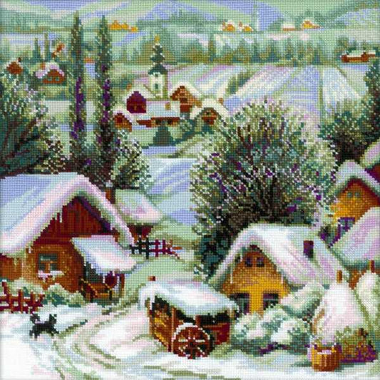 Wintery Serbian Village Cross Stitch Kit By RIOLIS