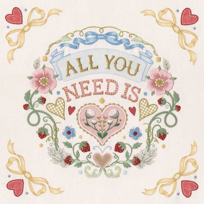 Bothy Threads Kit Punto Croce Our Happy Place - Design Lucy Pittaway, 26x26 Cm, Tela Aida 14ct, Confezione Senza Plastica