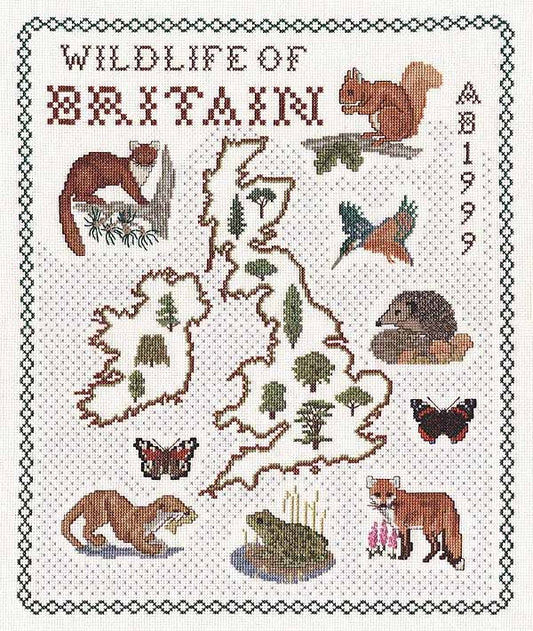 Wildlife in Britain Map Cross Stitch Kit by Classic Embroidery