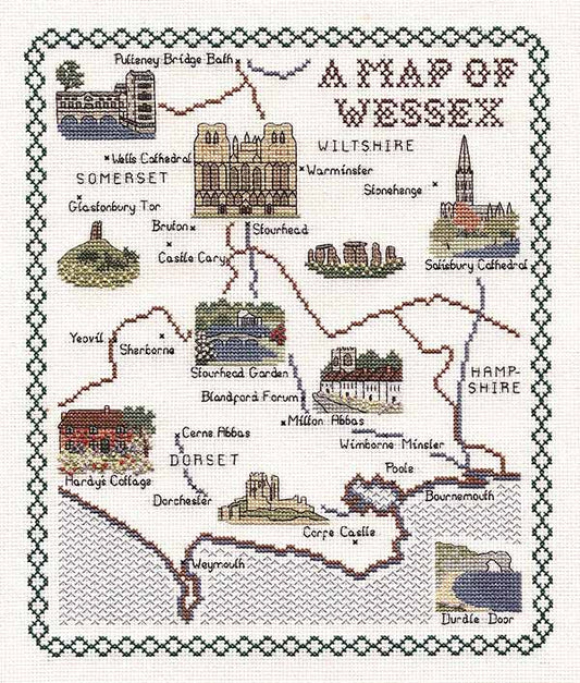 Wessex Map Cross Stitch Kit by Classic Embroidery