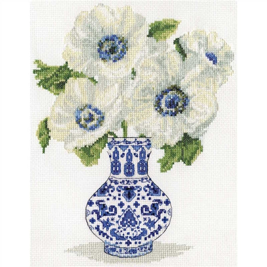 White Anemones Cross Stitch Kit by Design Works
