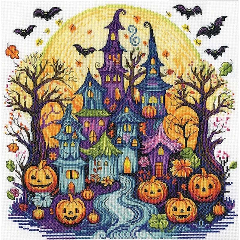 Spooky Village Cross Stitch Kit by Design Works
