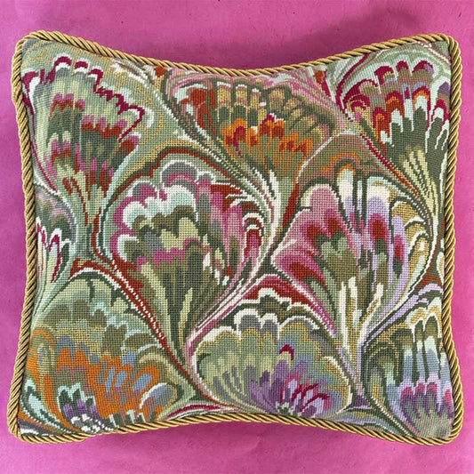 Marbled Green and Gold Tapestry Needlepoint Kit by Glorafilia