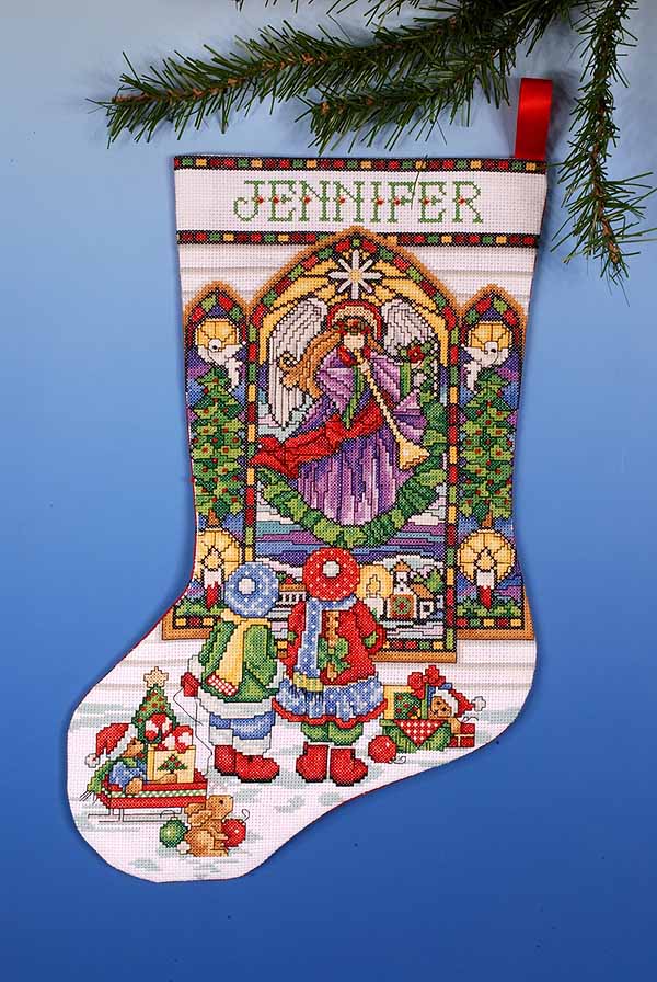 Stained Glass Christmas Stocking Cross Stitch Kit by Design Works