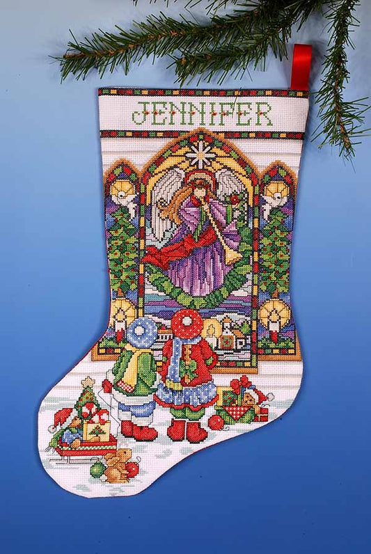 Stained Glass Christmas Stocking Cross Stitch Kit by Design Works