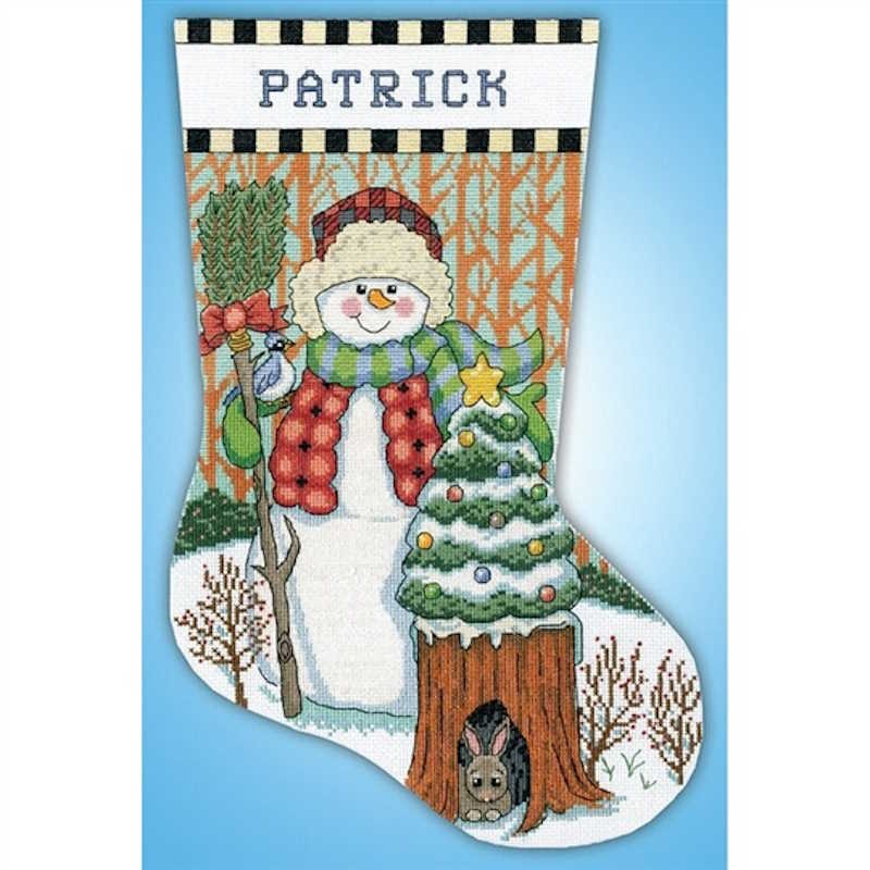 Forest Snowman Christmas Stocking Cross Stitch Kit by Design Works