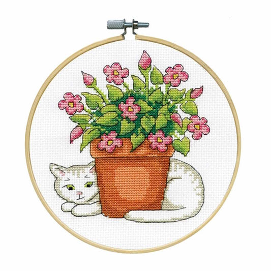 Floral Cat Cross Stitch Kit by Design Works