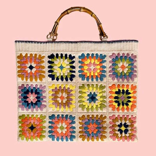 Granny Squares Bag Tapestry Needlepoint Kit by Glorafilia