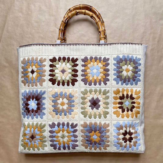 Misty Granny Squares Bag Tapestry Needlepoint Kit by Glorafilia