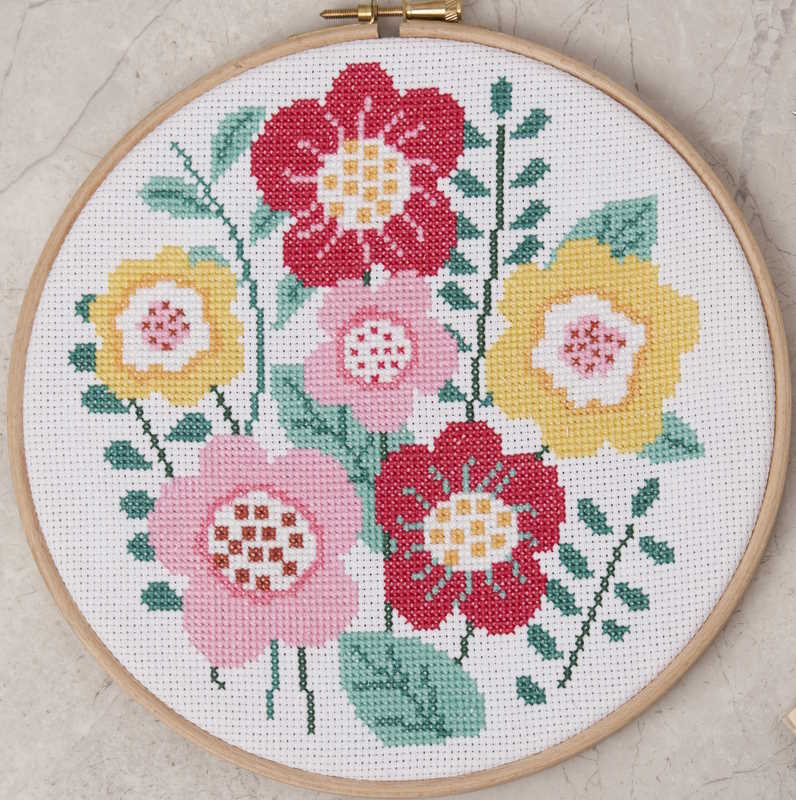 Modern Graphic Bold Florals Cross Stitch Kit By Anchor