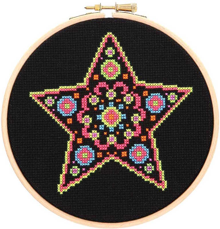 Neon Star Cross Stitch Kit By Anchor