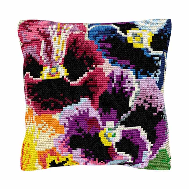 Pansies Printed Cross Stitch Kit by Brigantia Needlework