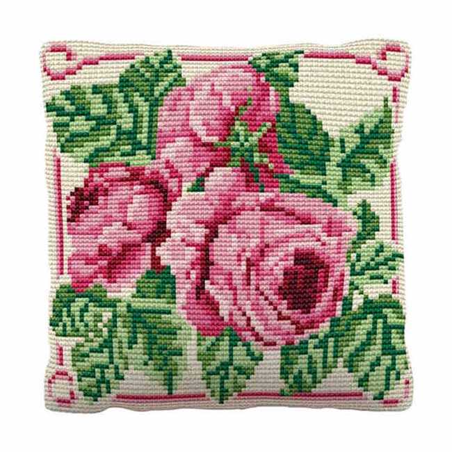 English Rose Printed Cross Stitch Kit by Brigantia Needlework