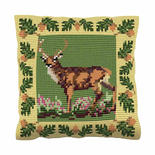 Red Deer Printed Cross Stitch Kit by Brigantia Needlework