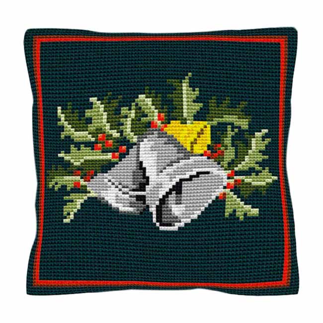 Christmas Bells Printed Cross Stitch Kit by Brigantia Needlework