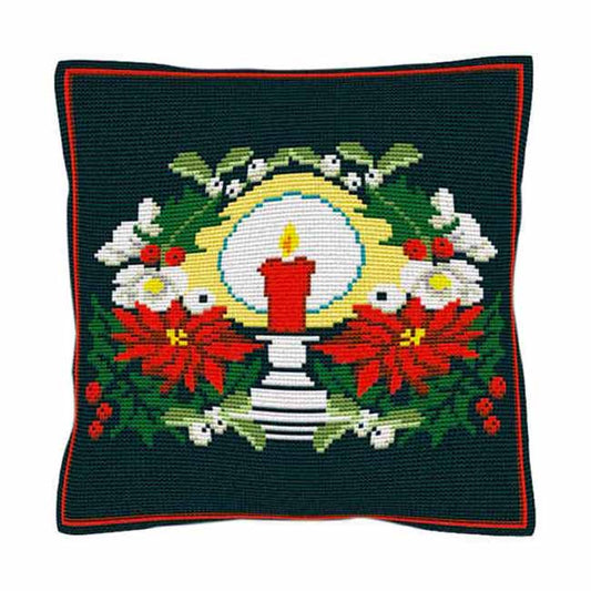 Christmas Candle Printed Cross Stitch Kit by Brigantia Needlework