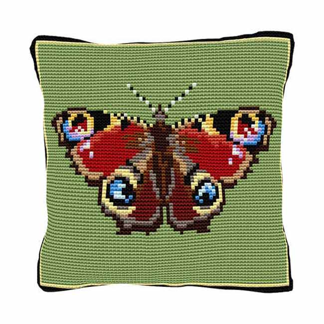 Peacock Butterfly Printed Cross Stitch Kit by Brigantia Needlework