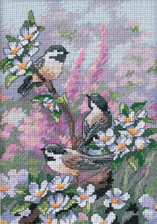 Chickadees in Spring Cross Stitch Kit by Dimensions