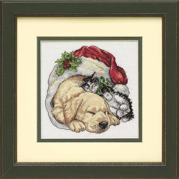 Christmas Morning Pets Cross Stitch Kit by Dimensions
