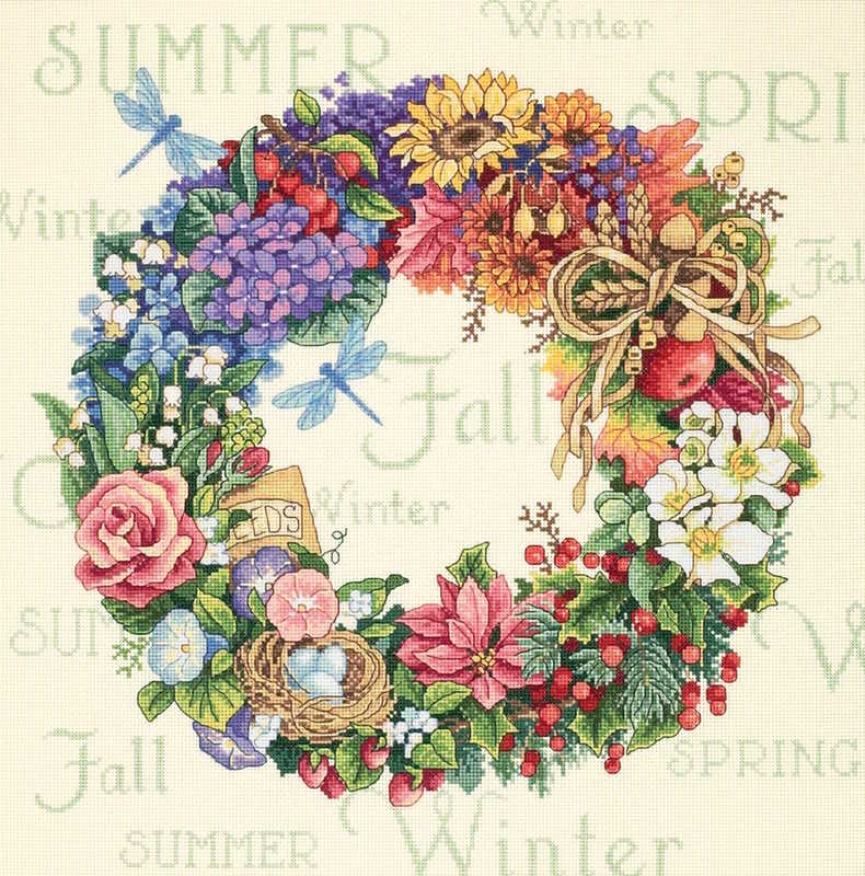 Wreath of All Seasons Cross Stitch Kit by Dimensions