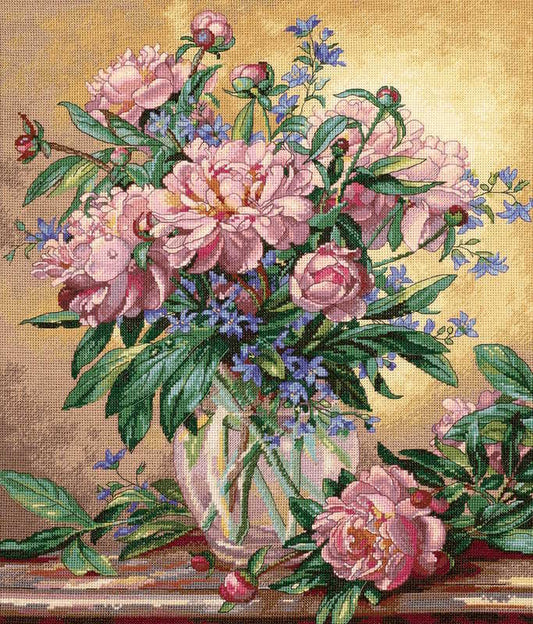 Peonies and Canterbury Bells Cross Stitch Kit by Dimensions