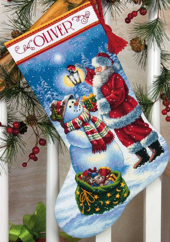 Holiday Glow Christmas Stocking Cross Stitch Kit by Dimensions