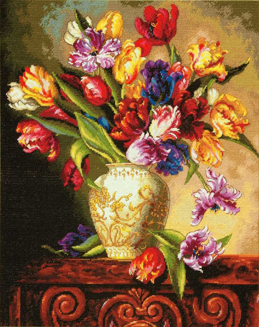 Parrot Tulips Cross Stitch Kit by Dimensions