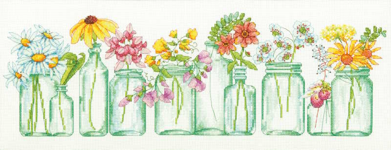 Mason Jar Line Up Cross Stitch Kit by Dimensions