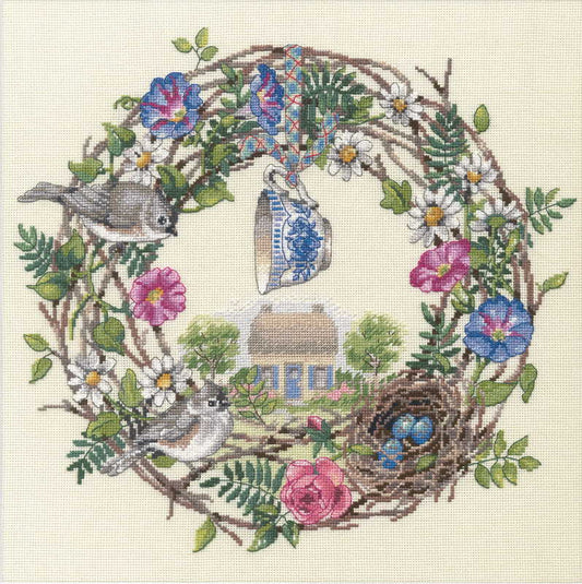 Cottage Wreath Cross Stitch Kit by Dimensions