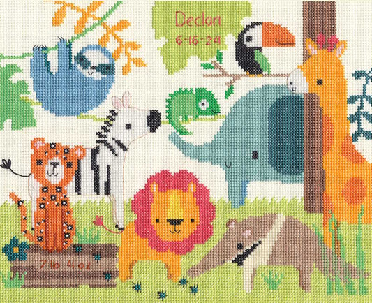 Jungle Birth Sampler Cross Stitch Kit by Dimensions