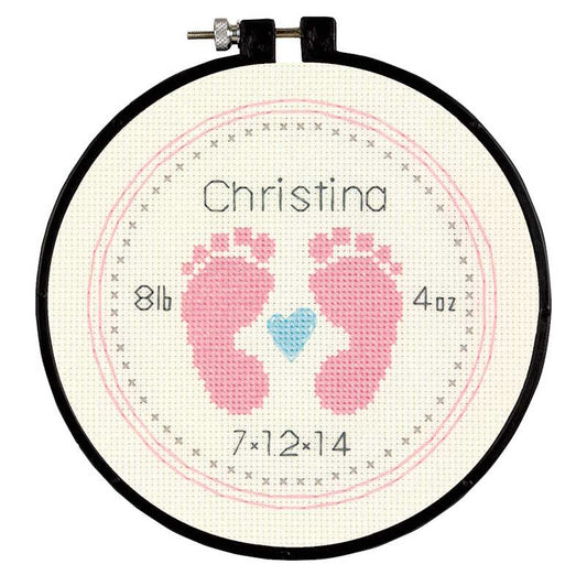 Baby Footprints Birth Sampler Cross Stitch Kit by Dimensions