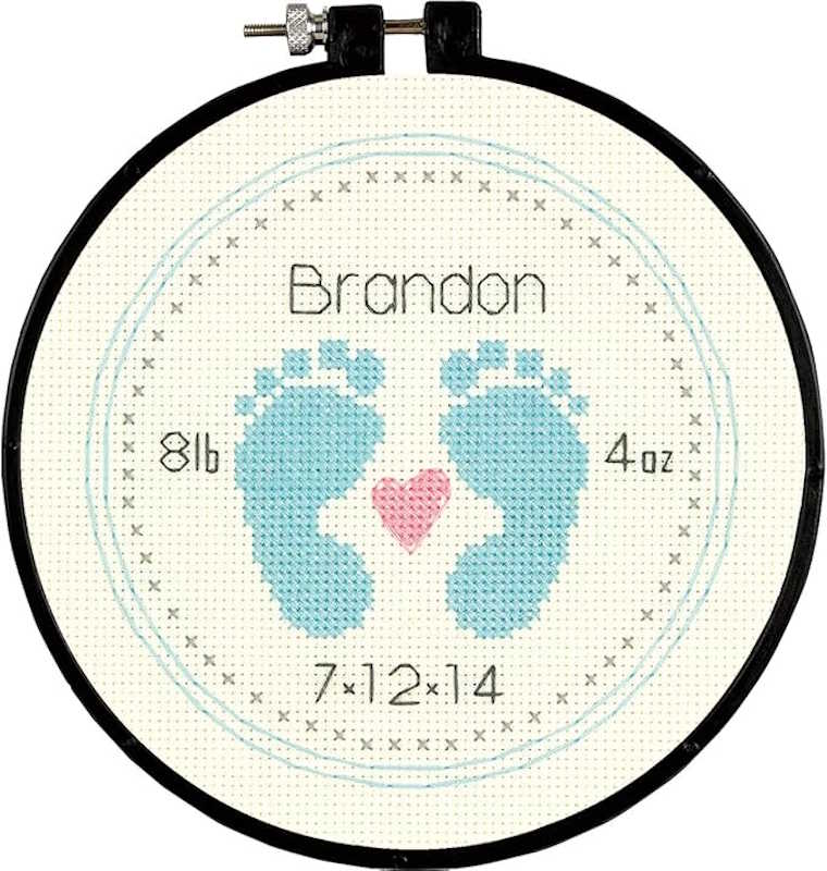 Baby Footprints Birth Sampler Cross Stitch Kit by Dimensions