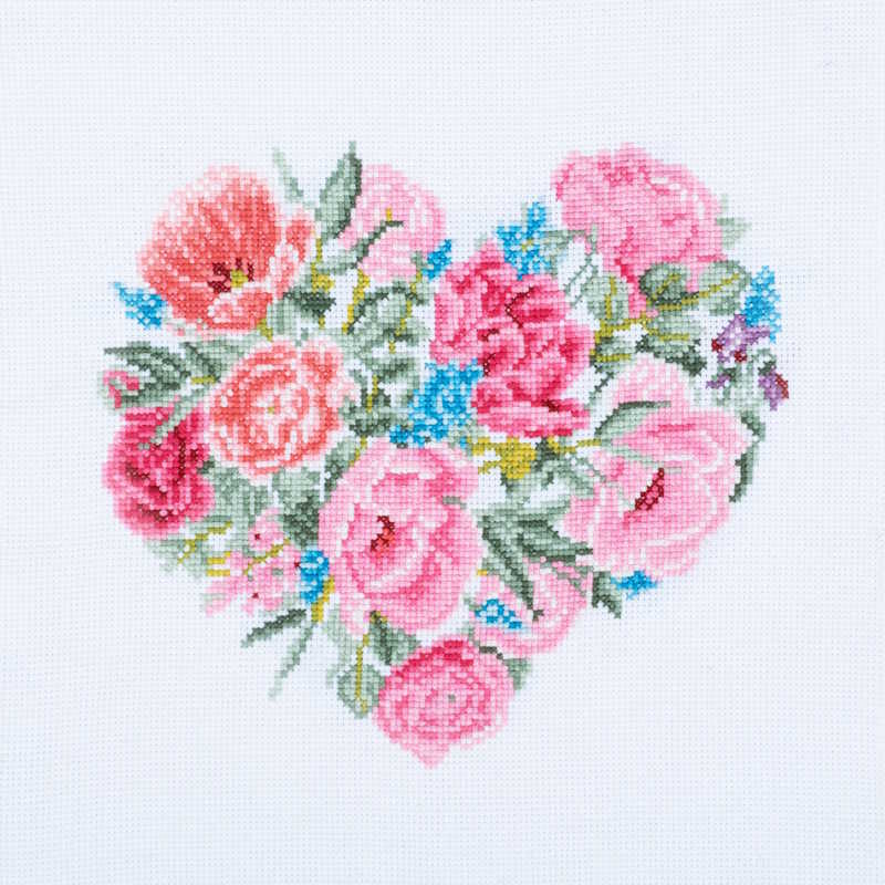 Floral Heart Cross Stitch Kit By Trimits