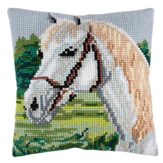 White Horse Printed Cross Stitch Cushion Kit By Trimits